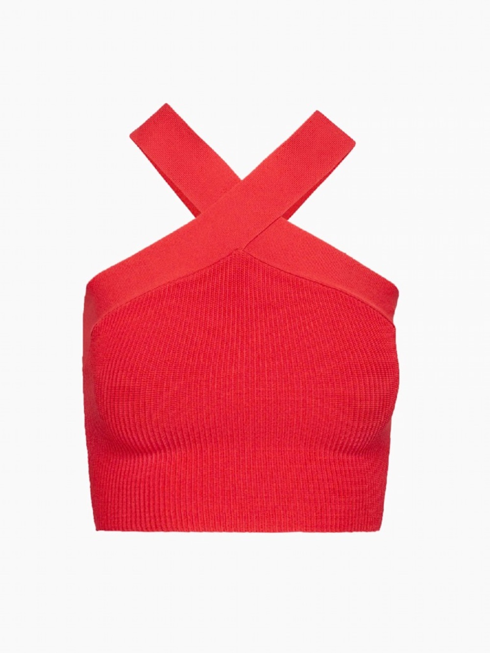 Aritzia Babaton Red One-Shoulder Cross-Strap Knit Top